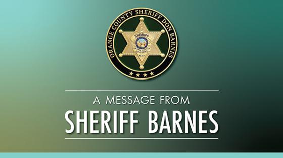 A message from Sheriff Barnes